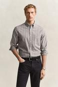 Gant Regular Fit Poplin Melange Stripe Shirt - Brown Melange
