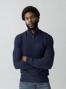 Mos Mosh Adam Soft Zip Turtle Neck Knit-Navy