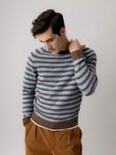 Mos Mosh Carlos Stripe Crew Neck Sweater - Chocolate Brown Melange