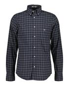Gant Regular Fit Poplin Check Shirt - Evening Blue