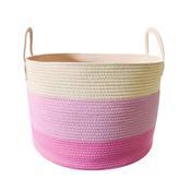 Cotton Rope Woven Laundry Basket Hamper Pink