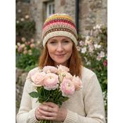 Hand knitted Pure Wool Pink and White Multicolored Winter Beanie Fine Knit image