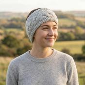 100% Wool Aran Cable Pattern Hand Knitted Winter Headband with Inner Fleece 003 - Cosy Life Ireland