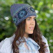 Pure Wool Hand Crocheted Blue Winter Bobble Beanie 086