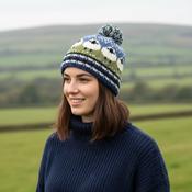 Handknitted Unisex Pure Wool Winter Hat Bobble Beanie with Sheep Design NK001 - Cosy Life Ireland