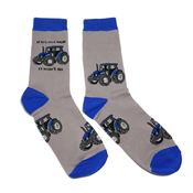 Blue Tractor Cotton Socks