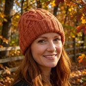 Hand-Knitted Supersoft Merino Unisex Beanie Unlined With Tradition Aran Stitching Orange PN010 - Cosy Life Ireland