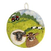 Handmade Needle Felted Art Irish Farm Bull and Sheep 20cm