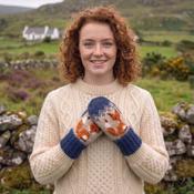 100% Wool Hand Knit Mitten Winter Gloves Fox Design NK1001 - Cosy Life Ireland