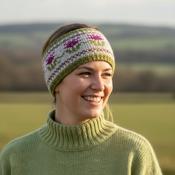 Hand Knit Pure Wool Thistle Design Headband HB76A Fine Knit