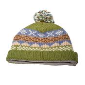 100% Lamb Wool Roll Back Bobble Beanie Winter Hat Olive Green TC05