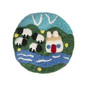 Handmade Needle Felted Coasters Irish Cottage Sheep and River Set of 4pcs - Cosy Life Ireland