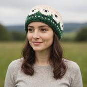 Pure Wool Hand Knitted Headband Sheep Design HB68 Dark Green