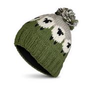 Pure Wool Hand-knitted Wool Bobble Beanie PN005PP Sheep Wool Green image