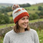 Hand Knit Pure Wool Bobble Beanie Robin Design NK008 Grey Fine Knit
