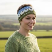 Pure Wool Hand Knitted Headband Sheep Design HB68 Sky Blue