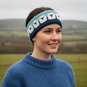 Pure Wool Hand Knitted Headband Sheep Design NC003HB Teal
