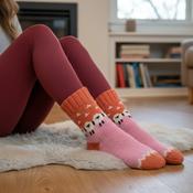 Pure Wool Warm Ladies Winter Socks Fleece Lined Sheep Design PNSK009 Fine Knit