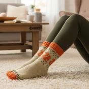 Pure Wool Warm Ladies Winter Socks Squirrel Design Fleece Lined PNSK004 Fine Knit
