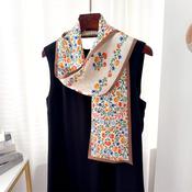 100% Mulberry Silk Scarf Versatile Double-sided Long Scarf Wild Flower Design Multicolour image