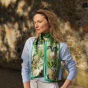 100% Mulberry Silk Scarf Versatile Double-sided Long Scarf Rose Design Green image