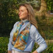 100% Mulberry Silk Scarf Versatile Double-sided Long Scarf Light Blue image