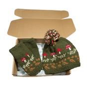 Pure Wool Hand-knit Mushroom Set PN015 Beanie and Handwarmers - Cosy Life Ireland image