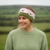 Pure Wool Hand Knitted Headband Sheep Design HB68 Baby Pink