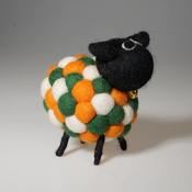 Handmade Felt Sheep Paddy With Black Head Ornament Farm Animal Irish Flag Colours