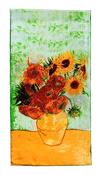 100% Mulberry Silk Long Scarf 158*42 Hand Rolled Hem Oil Painting Sunflowers - Cosy Life Ireland