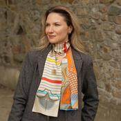 100% Mulberry Silk Scarf Versatile Double-sided Long Scarf Abstract Pattern Design ZSCJ49 - Cosy Life Ireland
