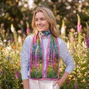 100% Mulberry Silk Scarf Versatile Double-sided Long Scarf Irish Painting Foxglove Flowers