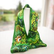100% Mulberry Silk Scarf Versatile Double-sided Long Scarf Irish Painting The Fox