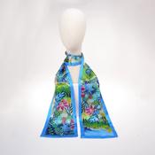 100% Mulberry Silk Scarf Versatile Double-sided Long Scarf Lilies in the Summer - Cosy Life Ireland