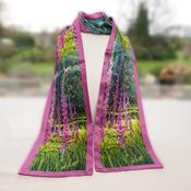 100% Mulberry Silk Scarf Versatile Double-sided Long Scarf Irish Painting Foxglove Flowers - Cosy Life Ireland