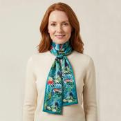 100% Mulberry Silk Scarf Versatile Double-sided Long Scarf Irish Painting Blue Moon - Cosy Life Ireland image
