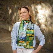 100% Mulberry Silk Scarf Versatile Double-sided Long Scarf Oil Painting of Irish Landscape Design