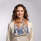 100% Mulberry Silk Scarf Versatile Double-sided Long Scarf Orange - Cosy Life Ireland