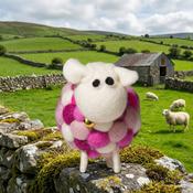Handmade Felt Pink Multicoloured Sheep Orla With Black Head Ornament Farm Animals - Cosy Life Ireland