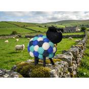 Handmade Felt Blue Multicoloured Sheep Seán With Black Head Ornament Farm Animals - Cosy Life Ireland