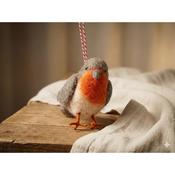 Handmade Wool Felt Robin Hanging Ornament - Cosy Life Ireland