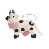 Handmade Wool Felt Cow Hanging Ornament