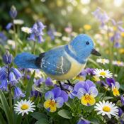 Handmade Wool Felt Blue Tit Hanging Ornament image