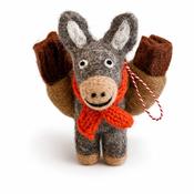 Handmade Wool Felt Ornament Donkey Carrying Turf
