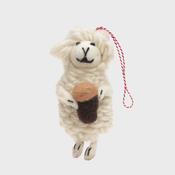Handmade Wool Felt Ornament Sheep Shane Holding Black Beer