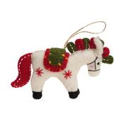 Handmade Wool Felt White Horse Hanging Ornament