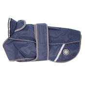 Navy Waterproof Dog Coat With Harness Opening - 38cm