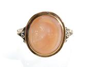 Antique carnelian ring with intaglio of a bearded man image