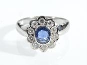 Contemporary sapphire and diamond floral cluster ring image
