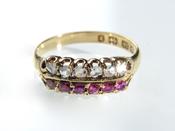Victorian Ruby &amp; Diamond Double Row Ring in Gold image